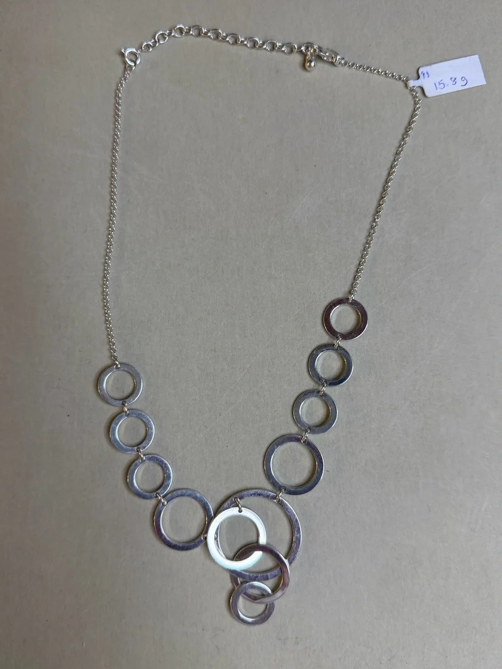 925 Sterling Silver Statement Necklace – 18” – 15.3g – Open Circle Link Design